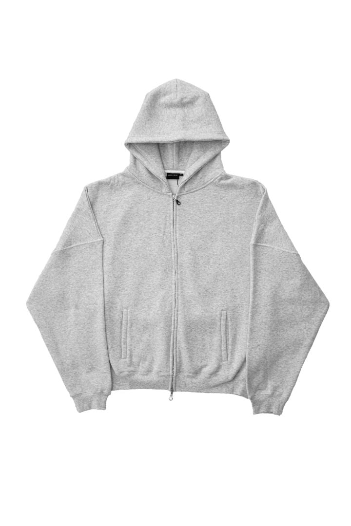 Grey Oversized Zip-Up Hoodie